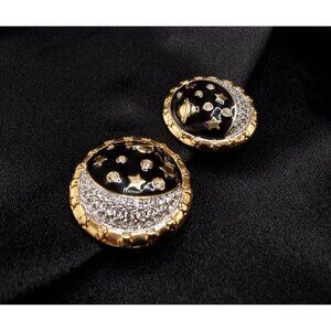 Vintage Swarovski Early 2000s Gold-Tone Clip-On Earrings With Crystal Accents